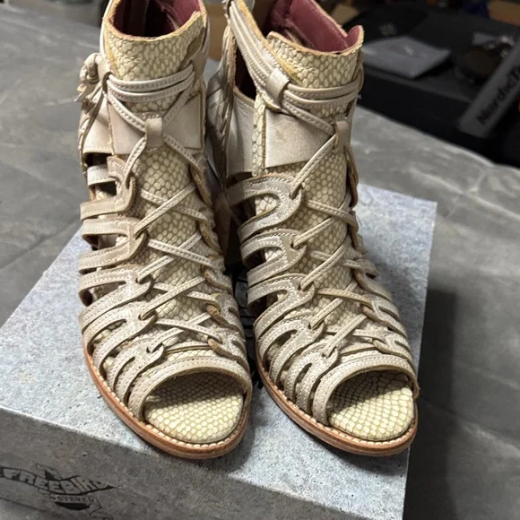 Freebird by Steven Wazee Beige Heeled Booties - Picture 6 of 9